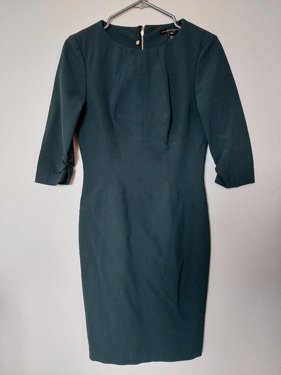 Sandra Angelozzi Dresses & Skirts - Sandra Angelozzi Dress Size 34/US 2 Tailored Dark Green Sheath Work Office
